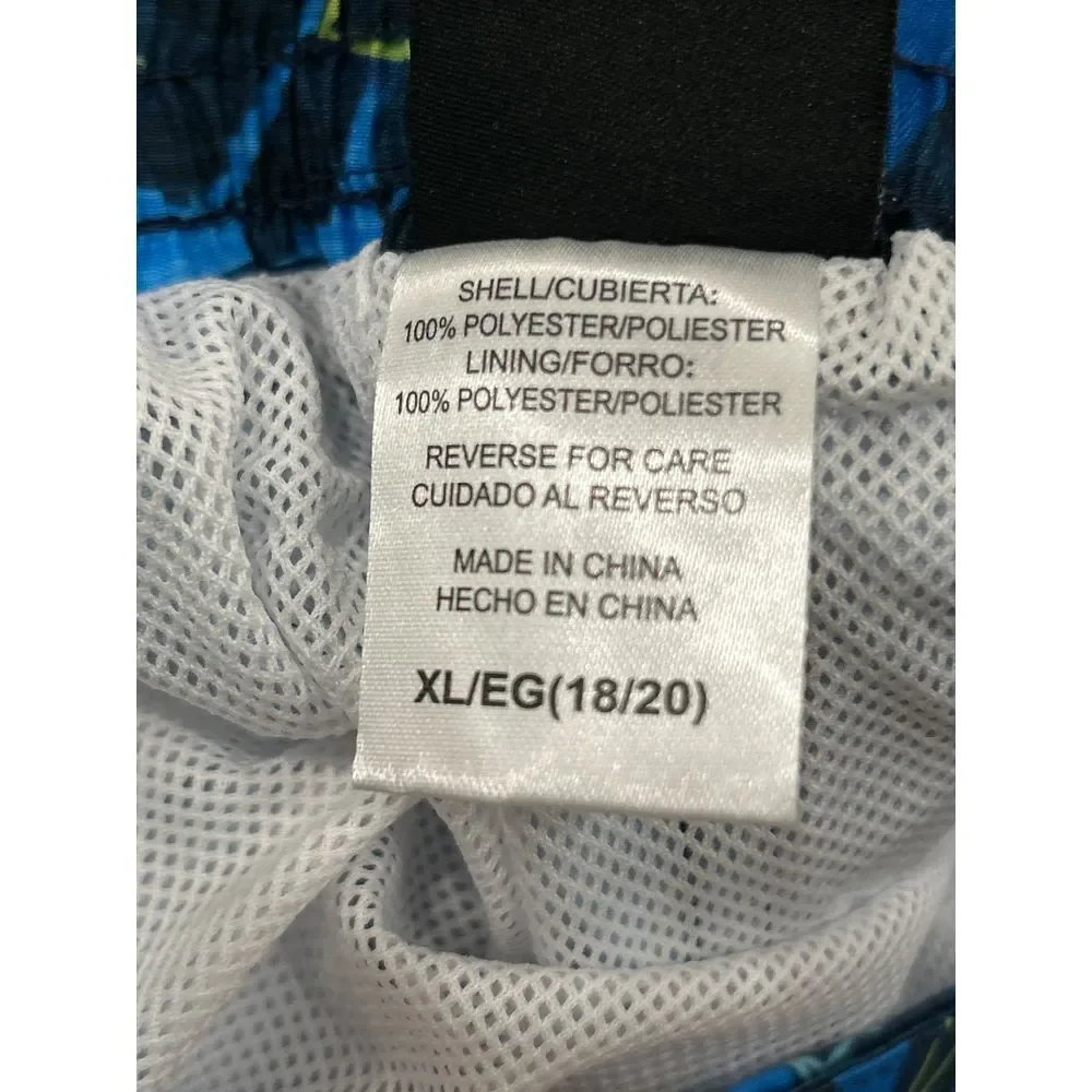 Laguna Boys Blue Electric Sharks‎ Swim Trunks Size XL